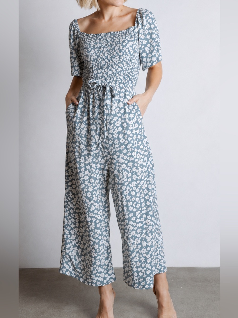 Baltic Born Smocked Floral Jumpsuit 1XL 1X Plus